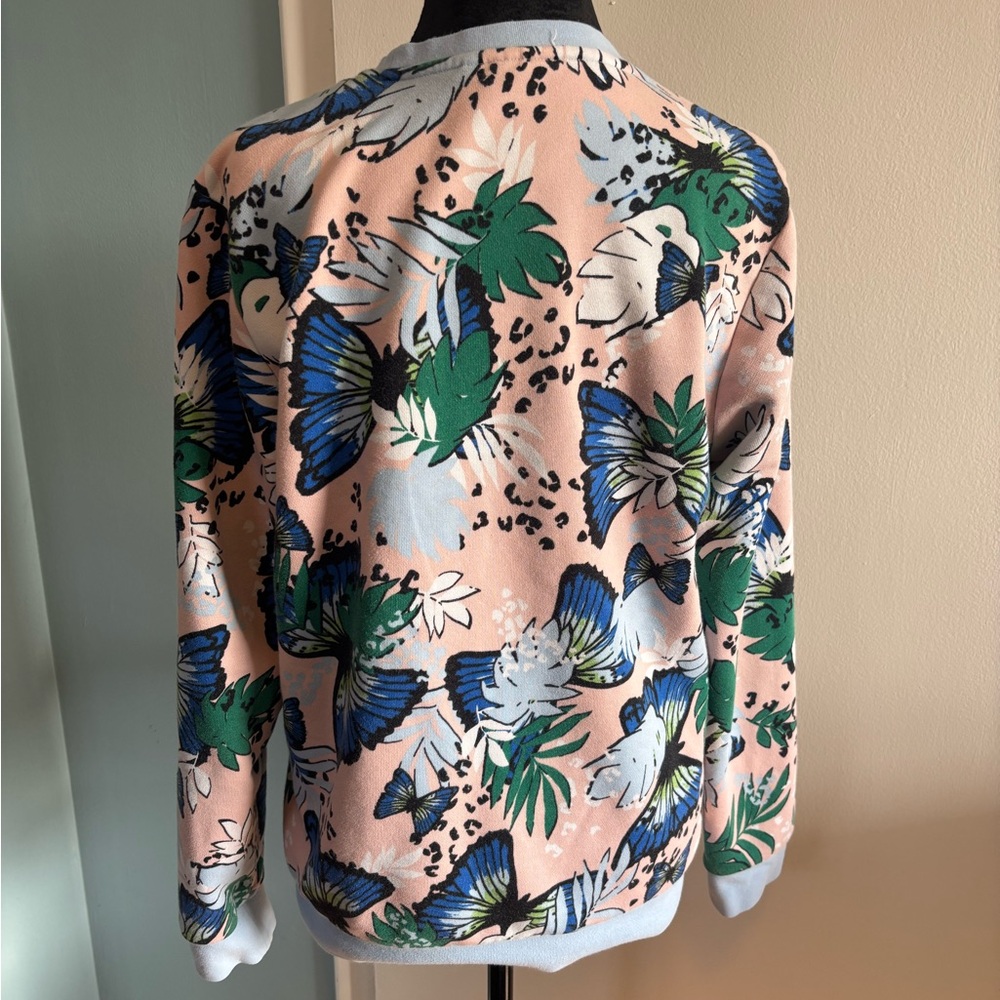 Adidas Women's Floral Crew Neck Sweater - Pink and Blue - Picture 3 of 6